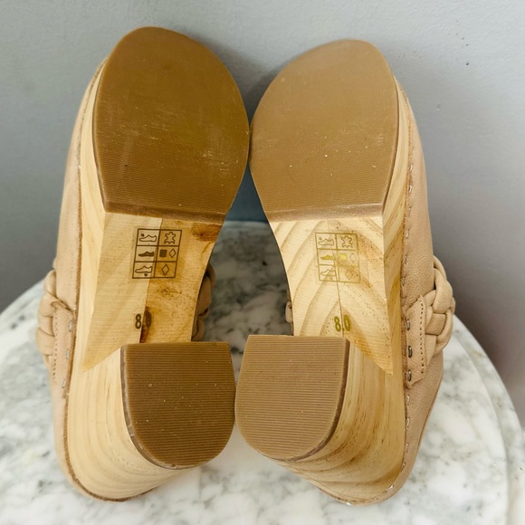 Dolce Vita Hila Braided Leather Wooden Platform Clogs in Sand Size 8 - Picture 12 of 15